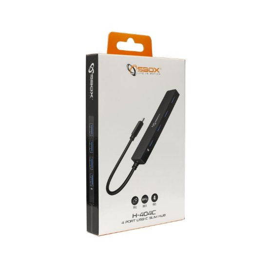USB HUB SBOX H-404C, 4-portni USB 3.0, crni
