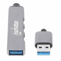 USB HUB MANHATTAN, 4-portni, 1xUSB 3.0, 3xUSB 2.0, aluminijski, srebrni