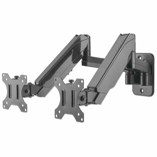 Stalak za monitor MANHATTAN 461627, za dva monitora, zidni, 17" do 32", crni