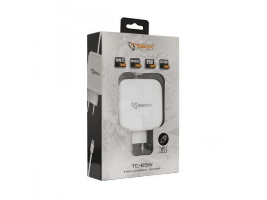 Punjač za laptop SBOX TC-65W, USB-C, 65W, univerzalni