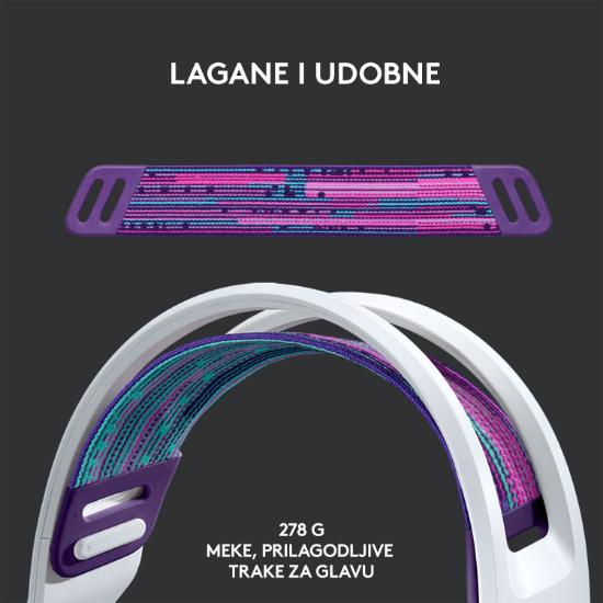 Slušalice LOGITECH Gaming G733 Lightspeed, RGB, bežične, bijele