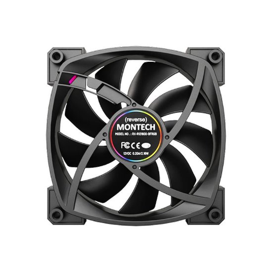 Ventilator MONTECH RX120 PWM, 120mm, 1600 okr/min, RGB, crni