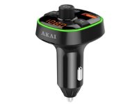 FM transmiter AKAI FMT-52BT, 2xUSB punjač, BT, HandsFree, microSD, 12-24V, crni