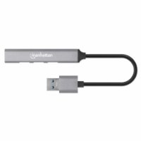USB HUB MANHATTAN, 4-portni, 1xUSB 3.0, 3xUSB 2.0, aluminijski, srebrni