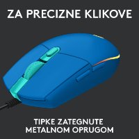 Miš LOGITECH Gaming G102 Lightsync, optički, 8000dpi, plavi, USB