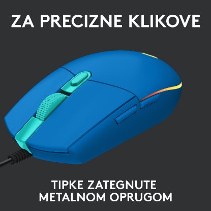 Miš LOGITECH Gaming G102 Lightsync, optički, 8000dpi, plavi, USB