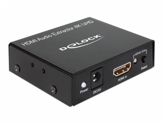 Razdjelnik audio signala DELOCK, 1x IN HDMI-A 19 pin (Ž) na 1x HDMI-A 19 pin (Ž), 1x 3.5MM, 1x Toslink (Ž), 1x RCA (Ž), 4K 30Hz