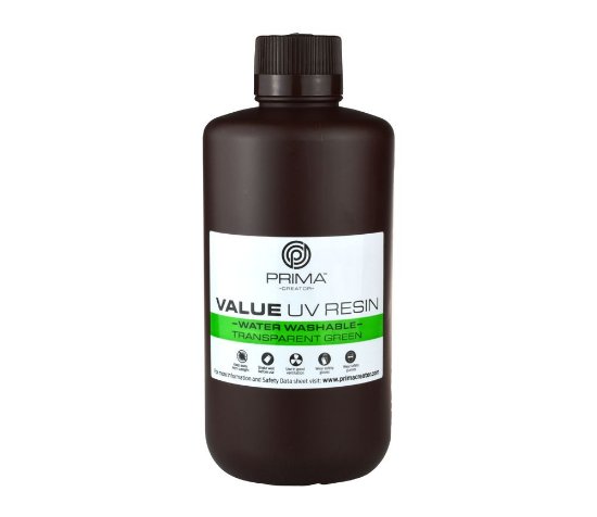 Smola za 3D printer PRIMA CREATOR Water Washable UV Resin, 500ml, prozirna zelena