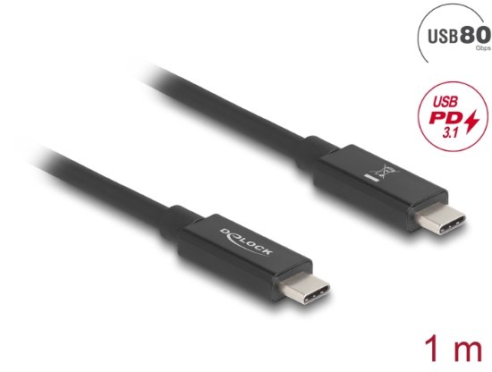 Kabel DELOCK, USB-C 3.2 (M) na USB-C (M), 1m, crni