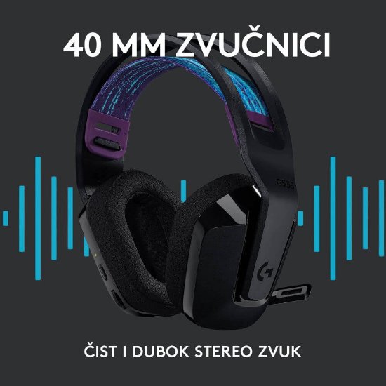 Slušalice LOGITECH Gaming G535 Lightspeed, bežične, crne