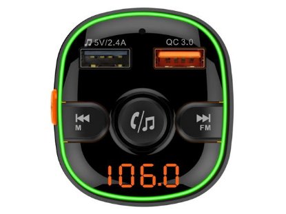 FM transmiter AKAI FMT-52BT, 2xUSB punjač, BT, HandsFree, microSD, 12-24V, crni