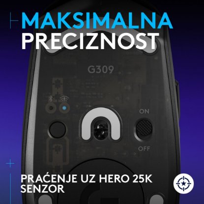Miš LOGITECH G309 Lightspeed, optički, bežični, 25600dpi, crni