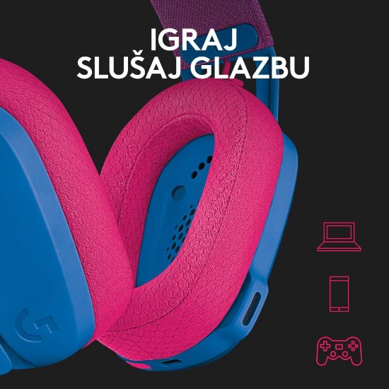 Slušalice LOGITECH Gaming G435 Lightspeed, USB-C, bežične, BT, plavo-ljubičaste