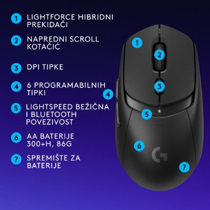 Miš LOGITECH G309 Lightspeed, optički, bežični, 25600dpi, crni