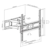 Nosač zidni za TV MANHATTAN 462433, 32" - 70", 40kg, zakretni