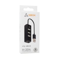 USB HUB SBOX H-204, 4-portni USB 2.0, crni
