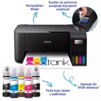 Multifunkcijski printer EPSON EcoTank L3270, printer/scanner/copy, 5760 x 1440, WiFi, USB, crni