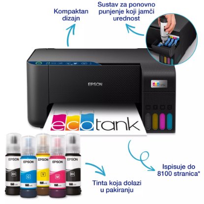 Multifunkcijski printer EPSON EcoTank L3271, printer/scanner/copy, 5760 x 1440, WiFi, USB, crni