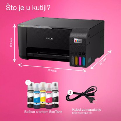 Multifunkcijski printer EPSON EcoTank L3270, printer/scanner/copy, 5760 x 1440, WiFi, USB, crni