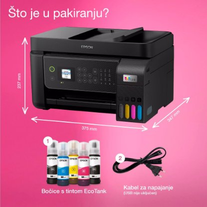 Multifunkcijski printer EPSON EcoTank L5310, printer/scanner/copy/fax, 5760 dpi, USB, LAN, WiFi, crni