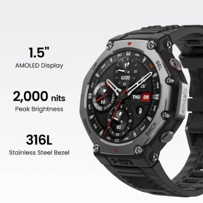 Pametni sat AMAZFIT T-Rex 3, 1.5" AMOLED, pametne obavijesti, crni