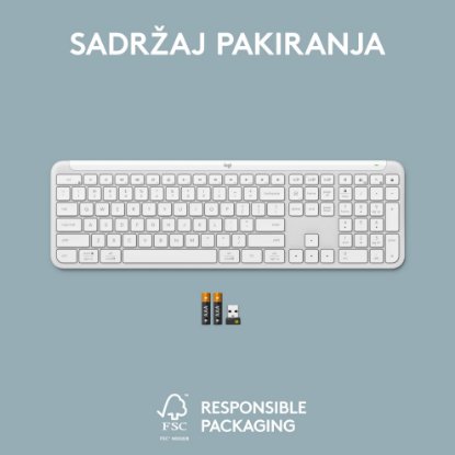 Tipkovnica LOGITECH K950 Signature Slim, bežična, Bolt Receiver USB, bijela