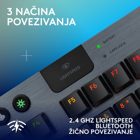 Tipkovnica LOGITECH Gaming G915 X TKL Lightspeed Tactile, RGB, mehanička, bežična, US Layout, crna