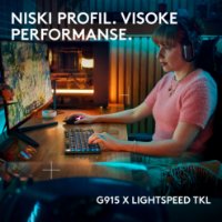 Tipkovnica LOGITECH Gaming G915 X TKL Lightspeed Tactile, RGB, mehanička, bežična, US Layout, crna