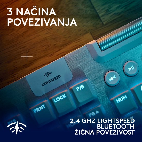 Tipkovnica LOGITECH Gaming G915 X Tactile, RGB, mehanička, US Layout, USB, bijela