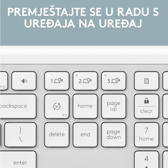 Tipkovnica LOGITECH K950 Signature Slim, bežična, Bolt Receiver USB, bijela