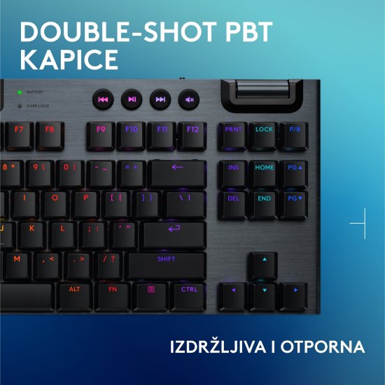 Tipkovnica LOGITECH Gaming G915 X TKL Lightspeed Tactile, RGB, mehanička, bežična, US Layout, crna