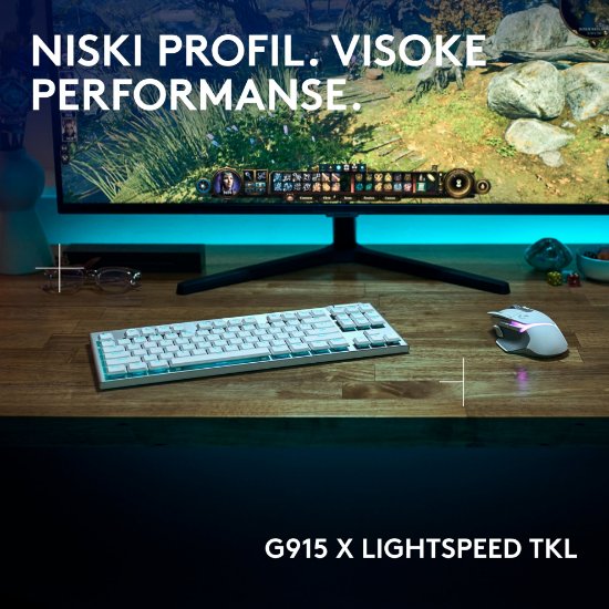 Tipkovnica LOGITECH Gaming G915 X TKL Tactile, RGB, mehanička, US Layout, USB, bijela