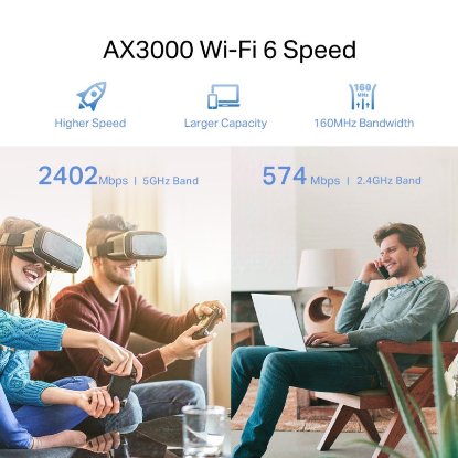 Wireless range extender TP-LINK RE705X AX3000, Dual Band WiFi 6, 574 Mbp/2402 Mbps (2.4GHz/5GHz), 1xGLAN, 2x vanjske antene