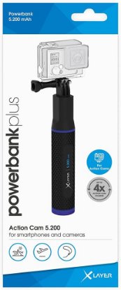 Mobilni USB punjač XLAYER Plus Action Cam, 5200mAh, selfie stick, crni