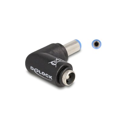 Adapter DELOCK 5,5 x 2,1mm(M) na 5,5 x 2,1mm (Ž), kutni, za punjenje laptopa