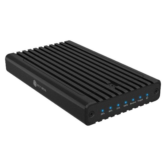 Eksterno kućište ICY BOX IB-2817MCL-C31, aluminijsko, za 2 M.2 NVMe SSD-a, funkcija kloniranja, USB-C, crno