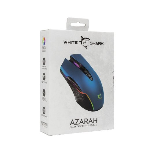 Miš WHITE SHARK Azarah, 6400dpi, optički, žičani, plavi