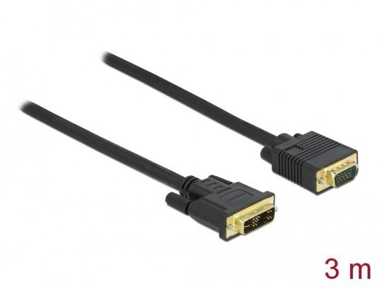 Kabel DELOCK, DVI 12+5 (M) na VGA (M), 3m