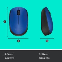 Miš LOGITECH M171, optički, bežični, plavi