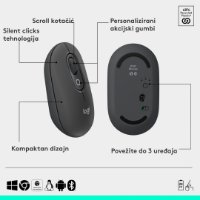 Tipkovnica + miš LOGITECH POP Icon Combo, bežična, US Layout, BT, sivo-zelena