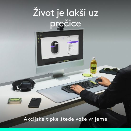 Miš LOGITECH POP, optički, bežični, USB, BT, 1000dpi, lila-bijeli