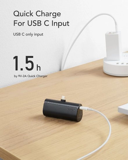 Mobilni USB punjač VEGER PlugON, 5000 mAh, lightning, crni