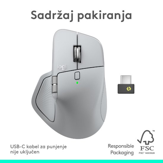Miš LOGITECH MX Master 4, optički, bežični, BT, bijeli