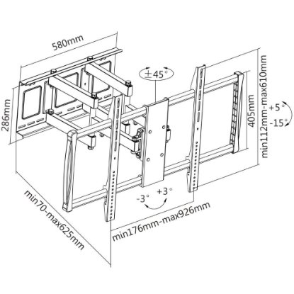 Nosač zidni za TV MANHATTAN 461221, 60" - 100", 80kg, zakretni