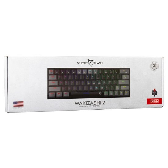 Tipkovnica WHITE SHARK GK-002111V2 Wakizashi-2, RGB, crveni switch, mehanička, US/HR, crno-siva