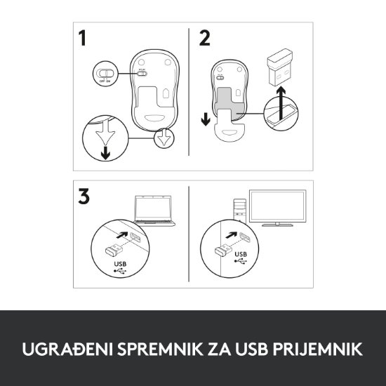 Miš LOGITECH M185, optički, bežični, 1000dpi, crno-sivi