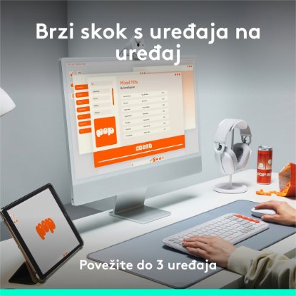 Tipkovnica + miš LOGITECH POP Icon Combo, bežična, US Layout, BT, sivo-zelena