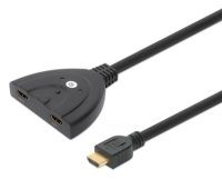 Adapter MANHATTAN 2-in-1, 2xHDMI (Ž) na HDMI (M), crni