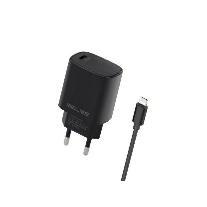 Kućni punjač BELINE BLNCB20L, 20W, PD3.0, USB-C, Lightning kabel, crni