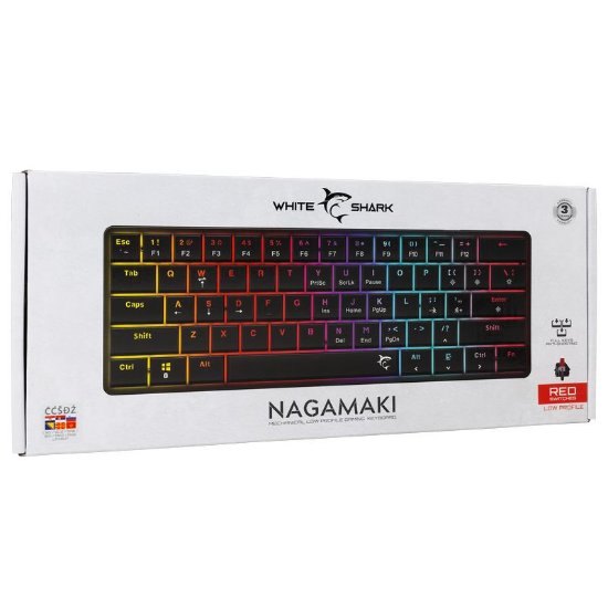 Tipkovnica WHITE SHARK GK-006112 Nagamaki, RGB, crveni switch, mehanička, UK/HR, USB, crna